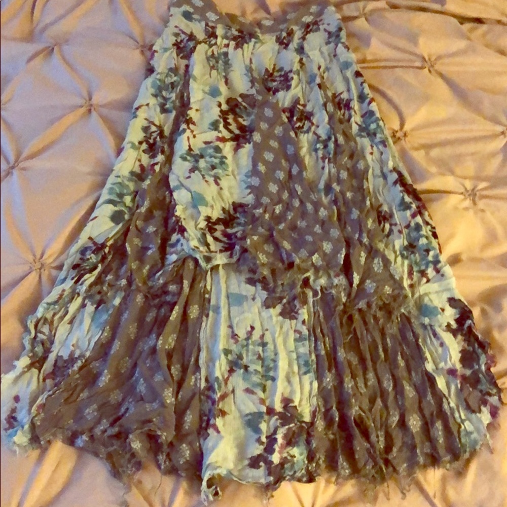 Free People Patchwork Asymmetrical High Low Skirt